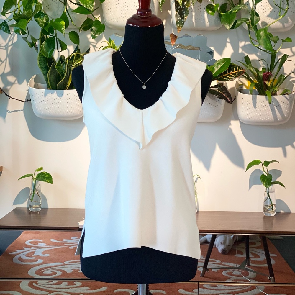 Ruffle V-Neck Shell - Picture 2 of 4